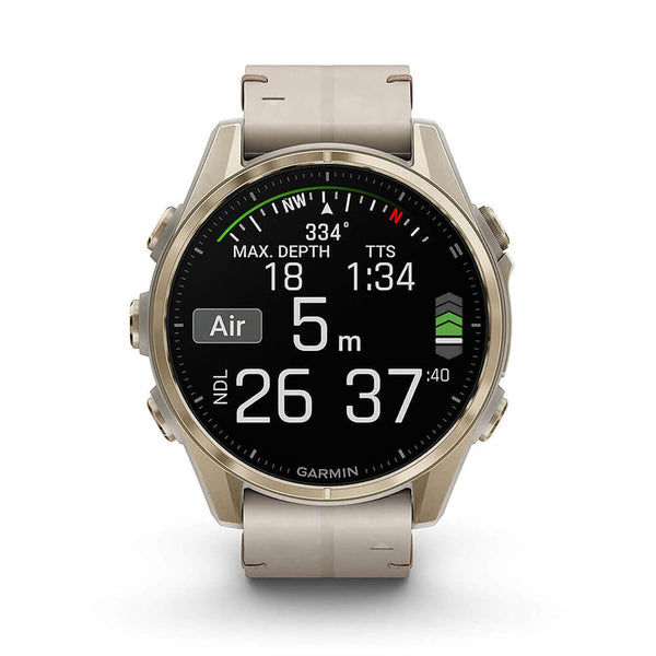 Fenix 8 43mm AMOLED Sapphire Soft Gold SS / Fog Grey Leather Band Exclusive