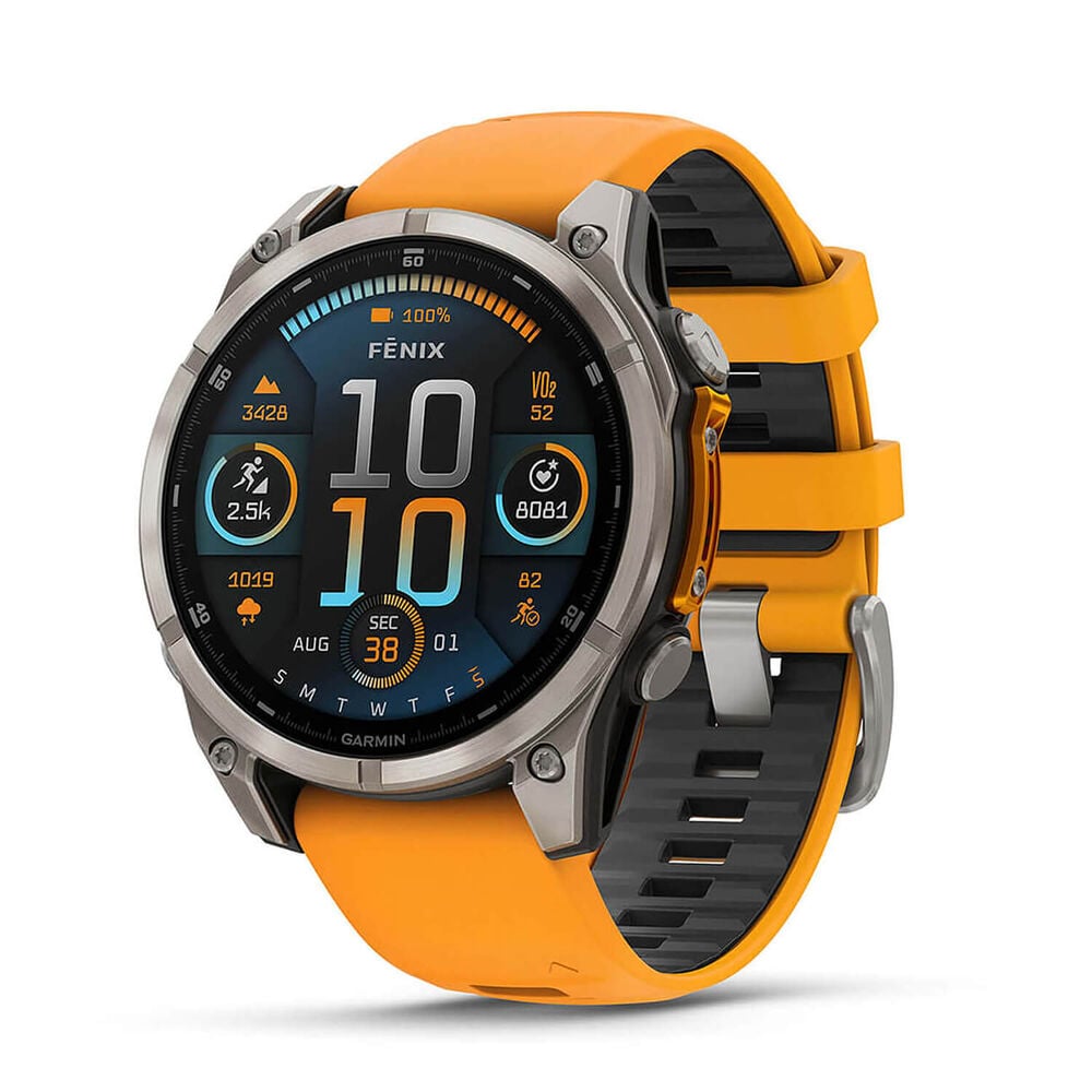 Fenix 8 47mm AMOLED Sapphire Titanium/Bare/Graphite Spark Orange/Graphite Band - Redmond Electric