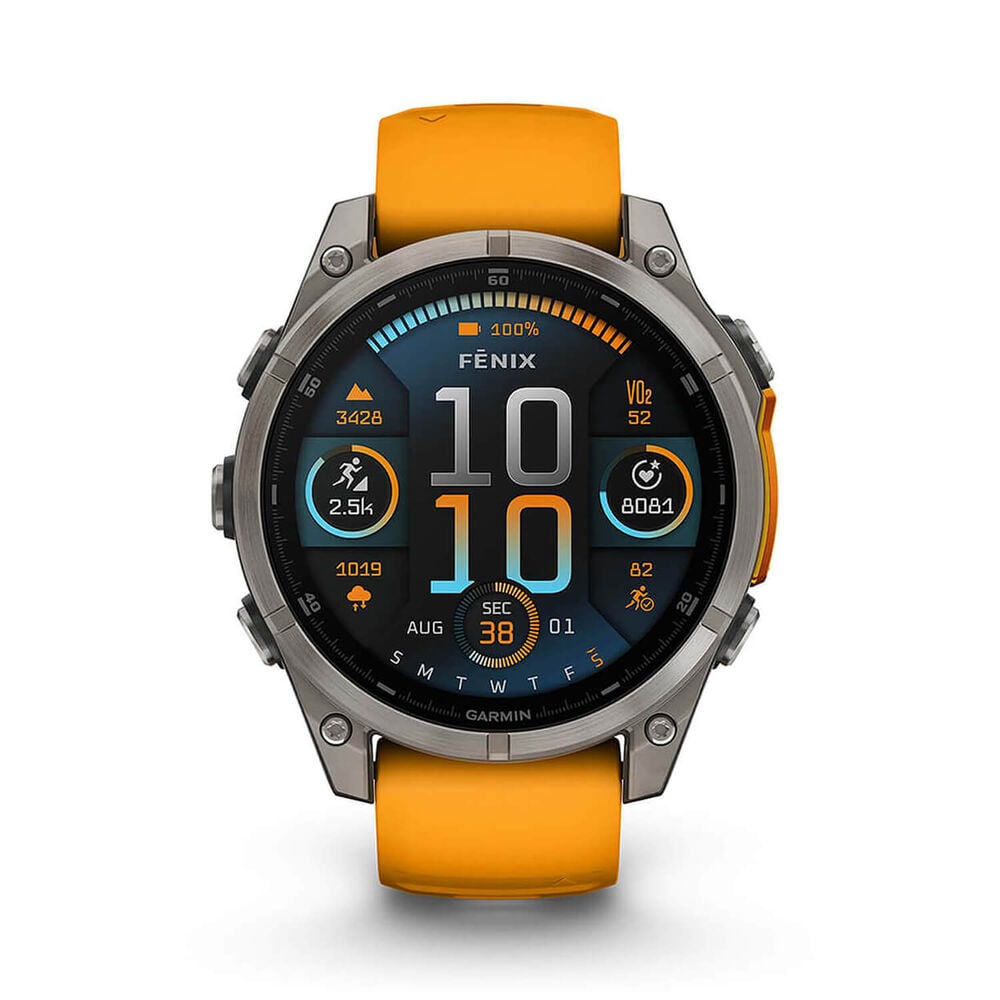 Fenix 8 47mm AMOLED Sapphire Titanium/Bare/Graphite Spark Orange/Graphite Band - Redmond Electric
