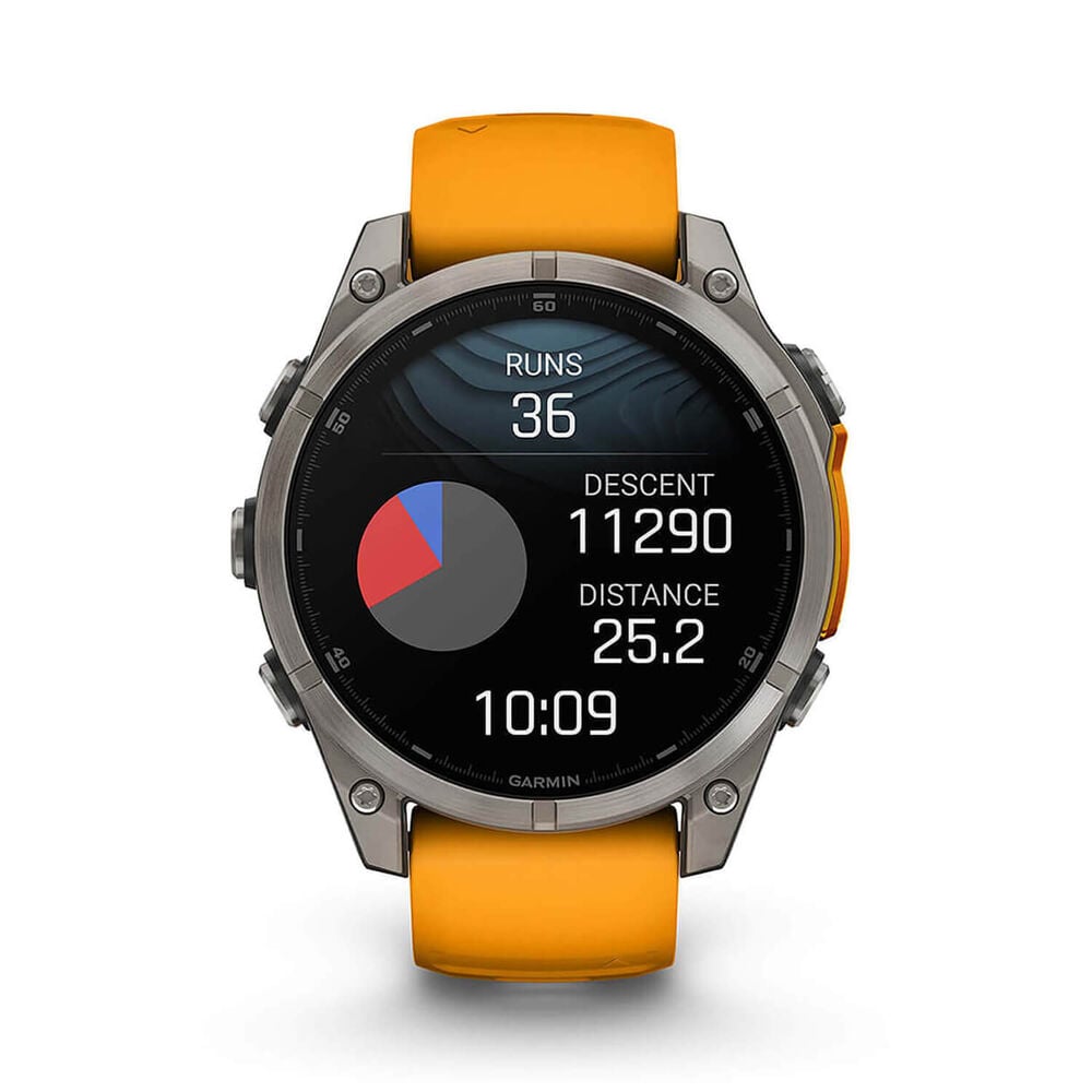 Fenix 8 47mm AMOLED Sapphire Titanium/Bare/Graphite Spark Orange/Graphite Band - Redmond Electric