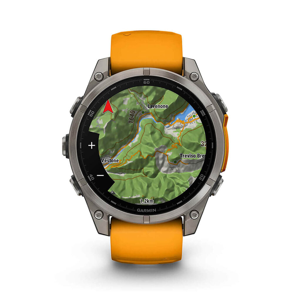 Fenix 8 47mm AMOLED Sapphire Titanium/Bare/Graphite Spark Orange/Graphite Band - Redmond Electric