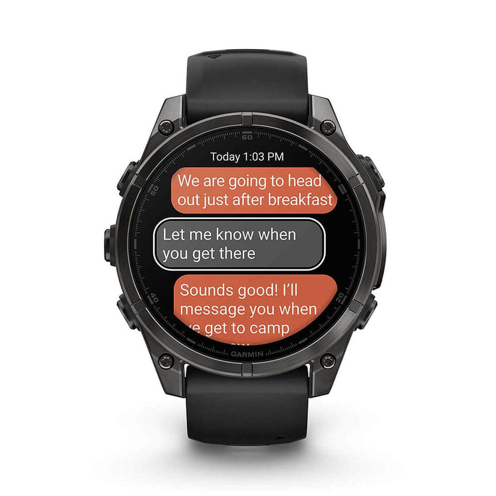 Fenix 8 47mm AMOLED Sapphire Carbon Grey Titanium/Black Black/Pebble Grey Band - Redmond Electric