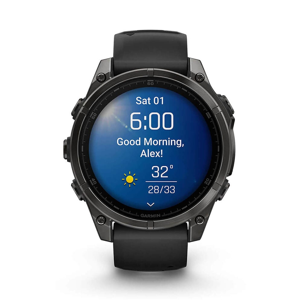 Fenix 8 47mm AMOLED Sapphire Carbon Grey Titanium/Black Black/Pebble Grey Band - Redmond Electric