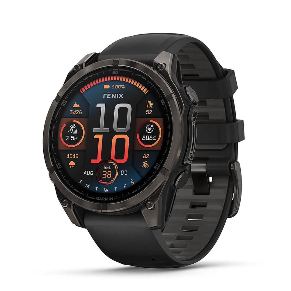 Fenix 8 47mm AMOLED Sapphire Carbon Grey Titanium/Black Black/Pebble Grey Band - Redmond Electric