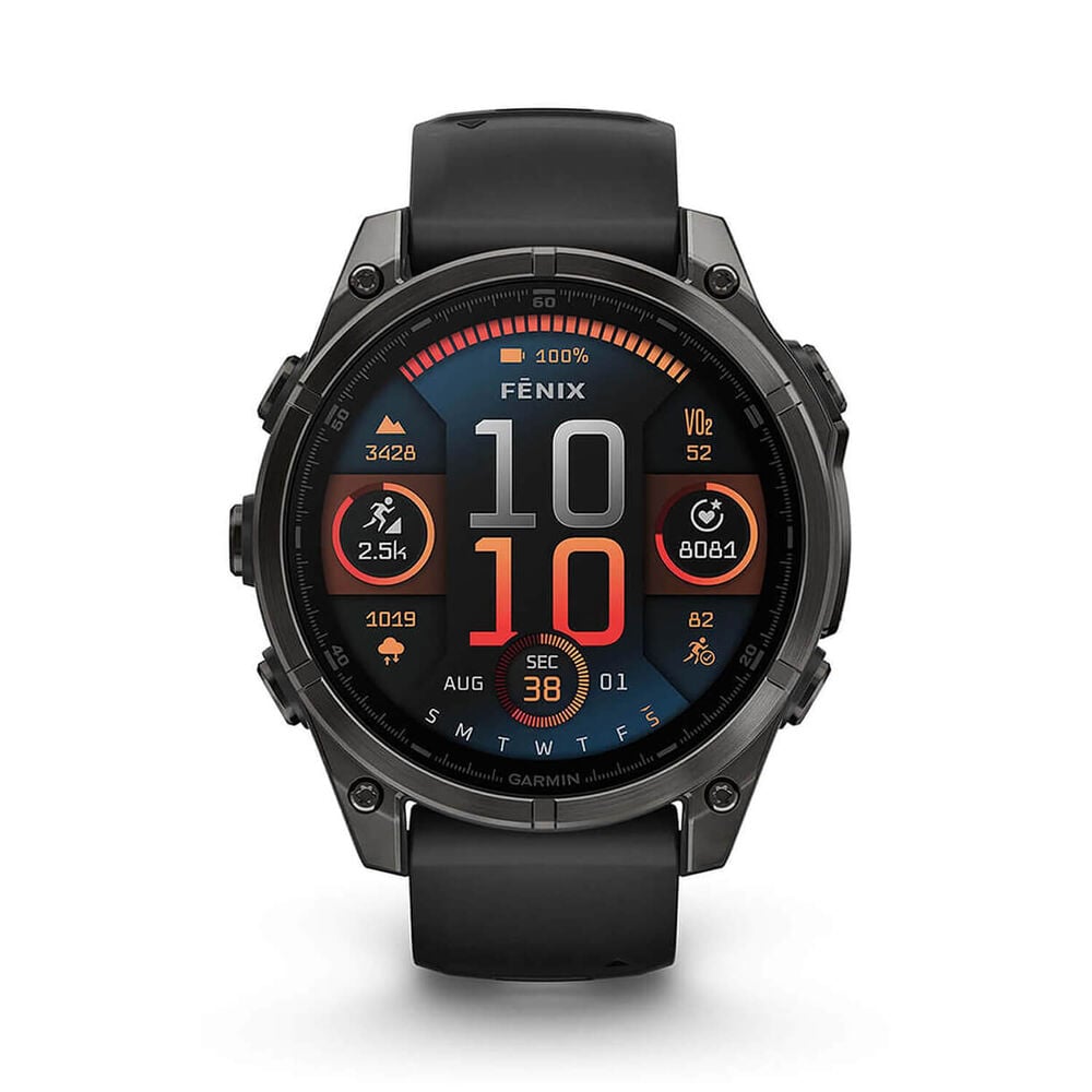 Fenix 8 47mm AMOLED Sapphire Carbon Grey Titanium/Black Black/Pebble Grey Band - Redmond Electric