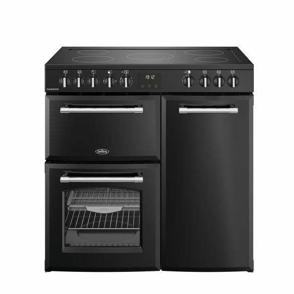 Farmhouse 90cm Electric Ceramic Range Cooker Black | 444411817