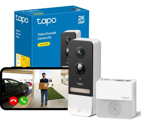 Tapo D230S1 2K 5 MP WiFi Video Doorbell with Chime | White