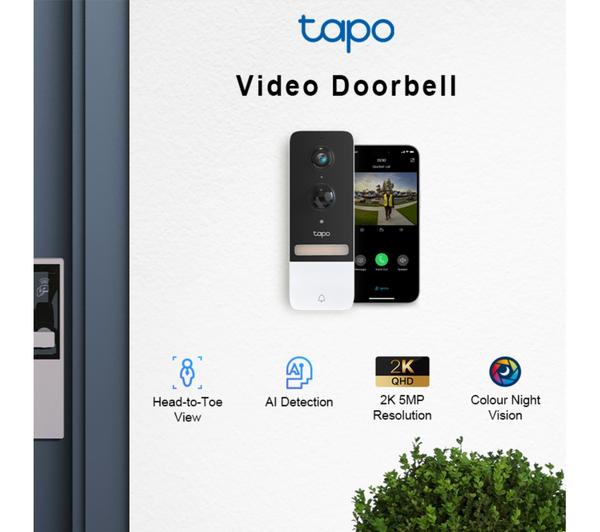 Tapo D230S1 2K 5 MP WiFi Video Doorbell with Chime | White