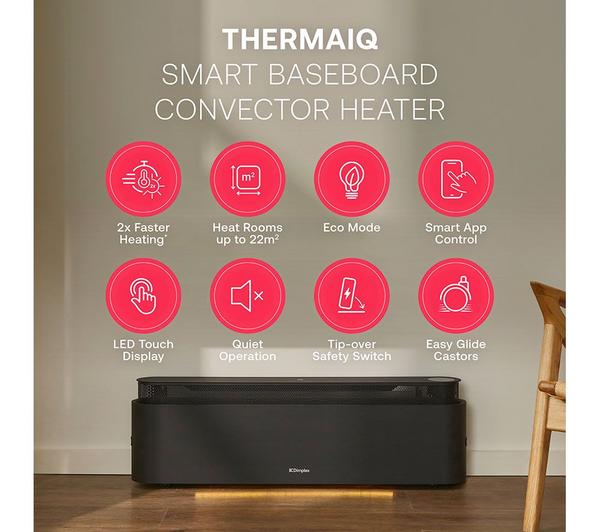 ThermaIQ 2.2kW Smart Baseboard Convector Heater Black | DXBC22