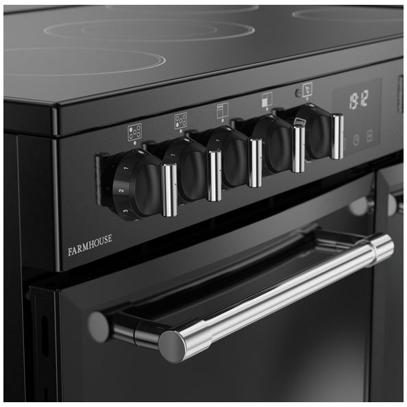 Farmhouse 90cm Electric Ceramic Range Cooker Black | 444411817
