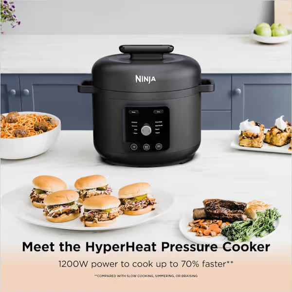 Ninja HyperHeat 9 in 1 Pressure & Rice Cooker, 6L, Black PC201UK