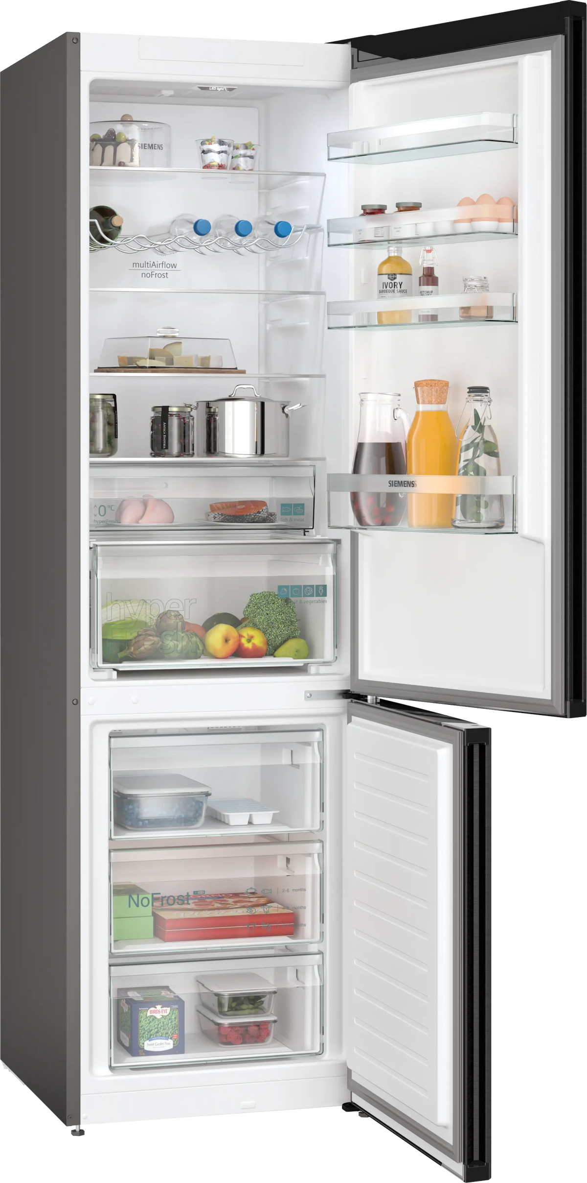 iQ300 60cm Freestanding Fridge Freezer – Black Steel | KG39NXXBF