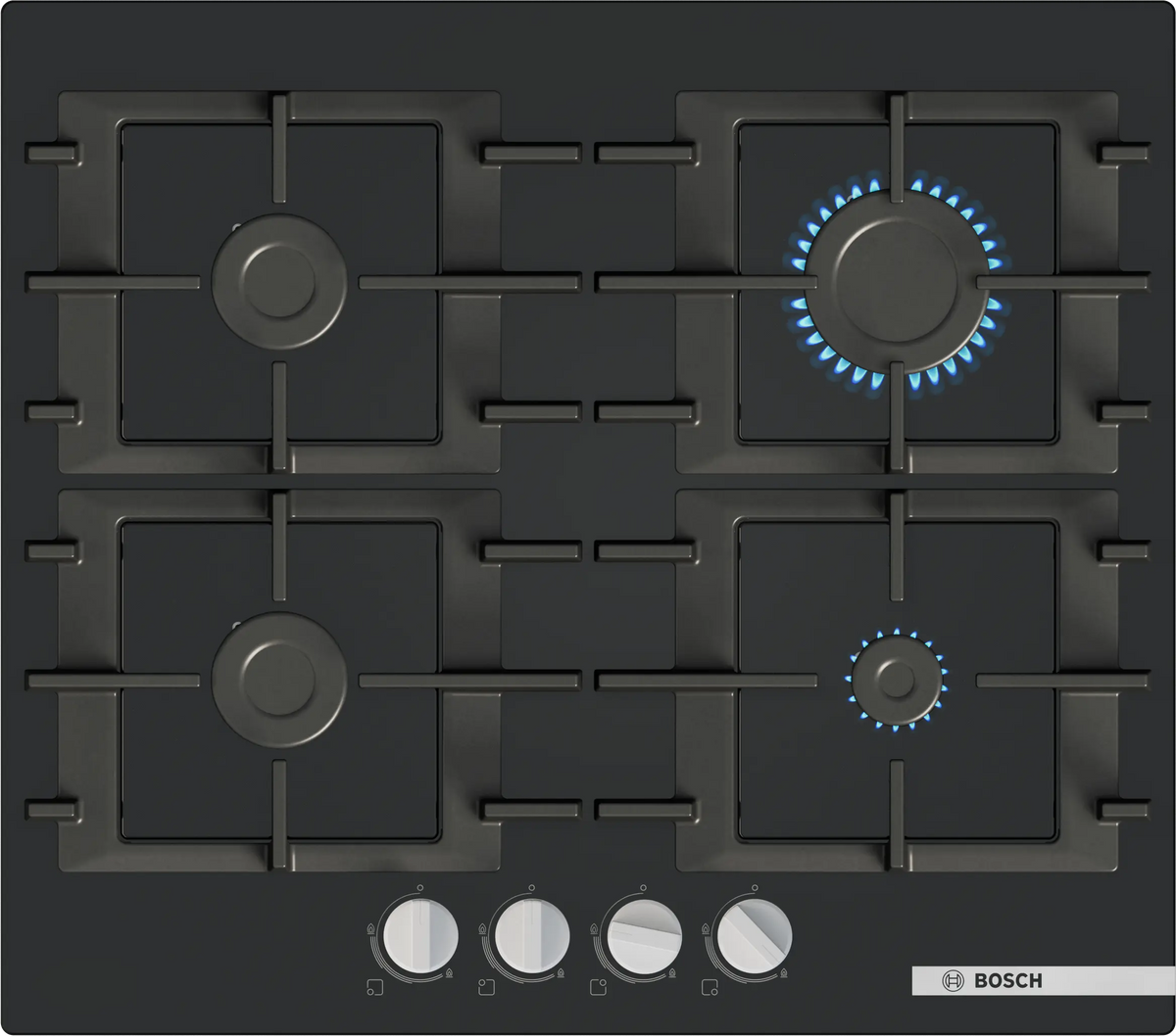 Series 4, 60cm Gas Hob with Tempered Glass | Black