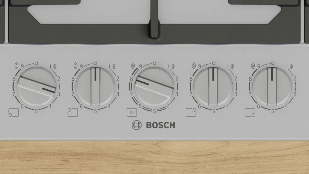 Bosch Series 6 90cm Built-In Gas Hob with FlameSelect | Stainless Steel - PCR9A5I90