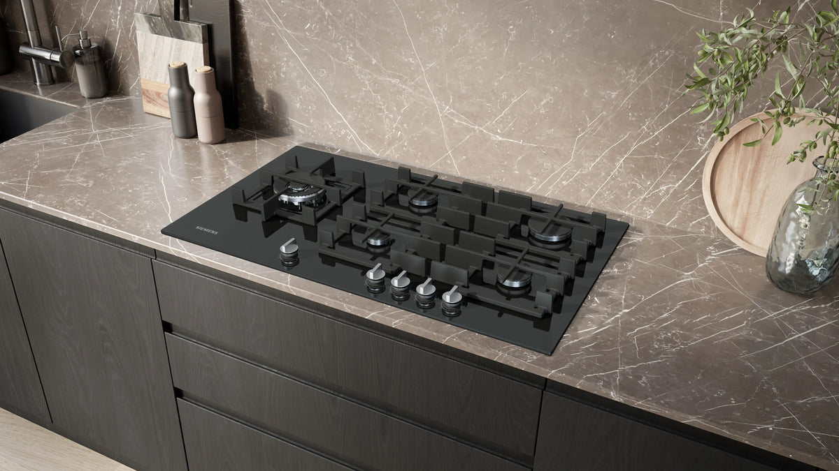 Siemens IQ500 90cm StepFlame Built-In Gas Hob | Tempered Glass | Black - EP9A6MI40 Redmond Electric Gorey
