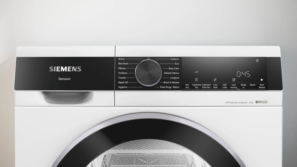 Siemens iQ500 9kg Heat Pump Dryer, SelfCleaning | White - WQ45G200GB Redmond Electric Gorey
