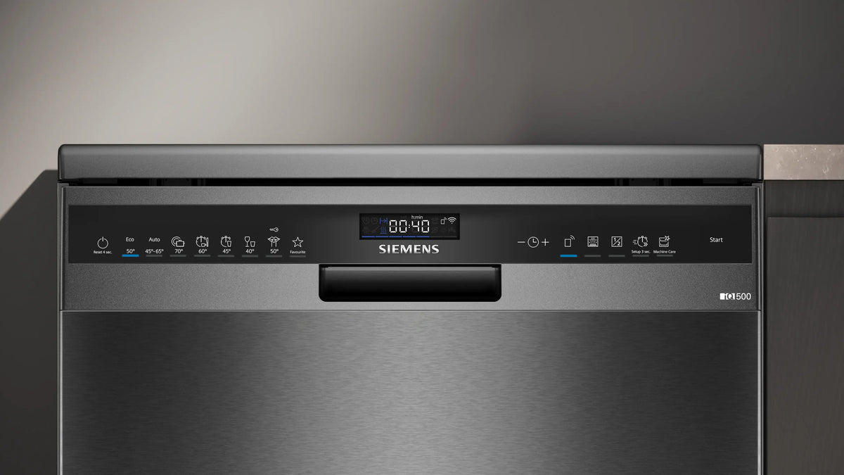 Siemens IQ500 14 Place Freestanding Dishwasher | Brushed Black Steel - SN25EC13CE Redmond Electric Gorey