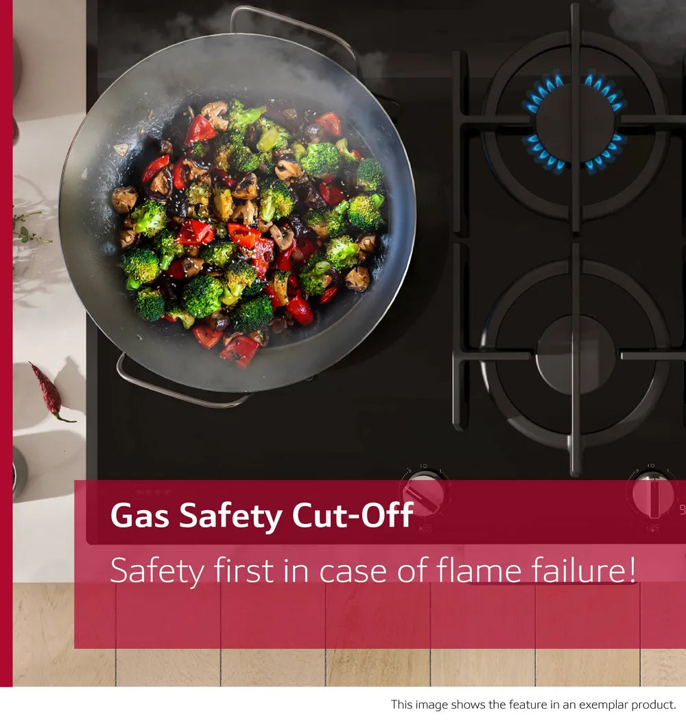 N70, 60cm FlameSelect Gas Hob | Black - Redmond Electric