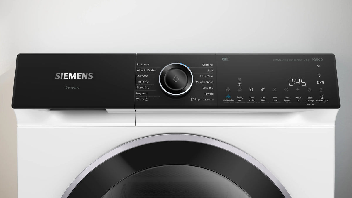 Siemens iQ500 9kg Heat Pump Dryer, SelfCleaning | White - WQ46H2D9IE Redmond Electric Gorey