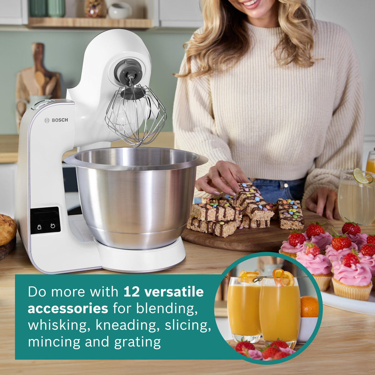 Bosch Series 4 MUM5 Stand Mixer with Integrated Scales 1000W, White MUM5XW40G