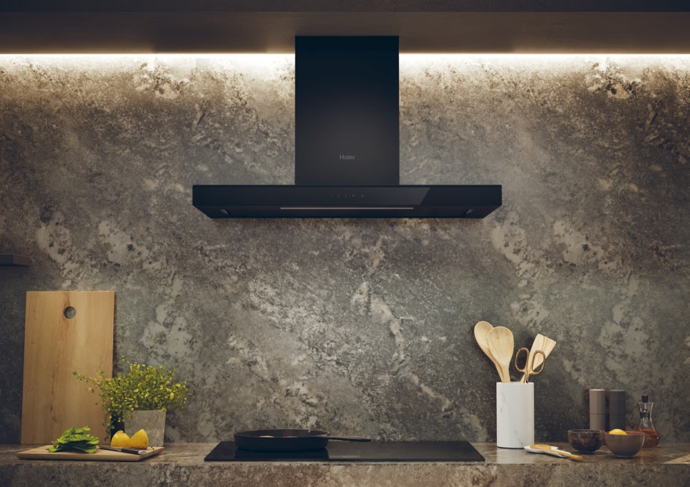 Haier 90cm Wall Mounted Flat Cooker Hood | Black - HATS9CBS4B Redmond Electric Gorey