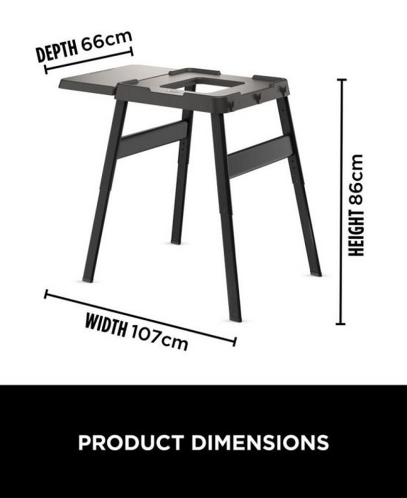 Ninja Woodfire Universal Adjustable Stand + Side Table in Black Redmond Electric Gorey