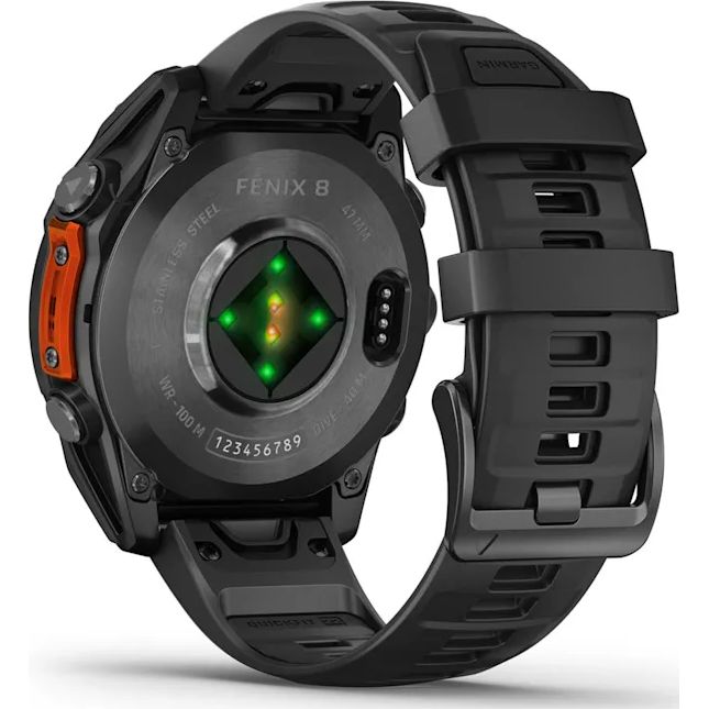 Fenix 8 47mm AMOLED Glass/SS Slate Gray Steel/Black Black Band WW