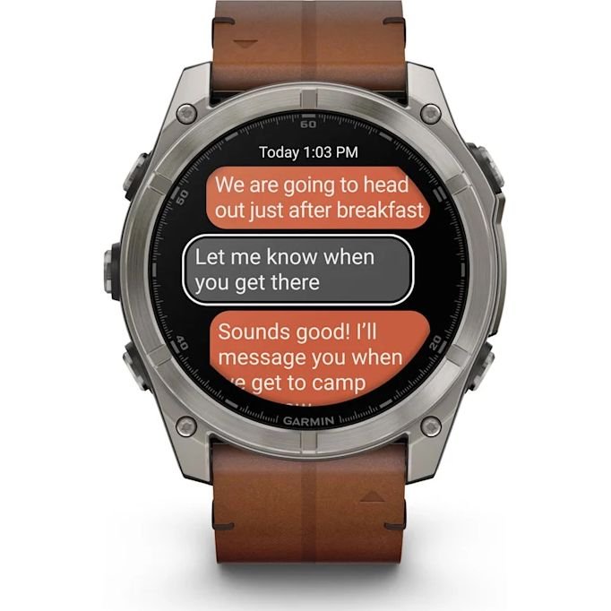 Fenix 8 51mm AMOLED Sapphire Bare Titanium Black/Chestnut Leather