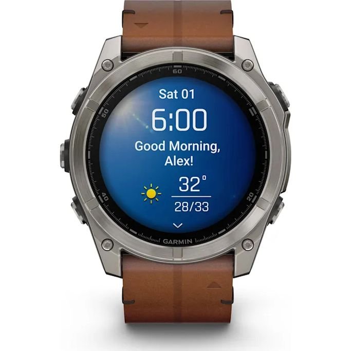 Fenix 8 51mm AMOLED Sapphire Bare Titanium Black/Chestnut Leather