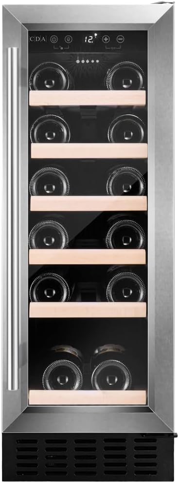 30cm 19 Bottle Undercounter Wine Cooler Stainless Steel