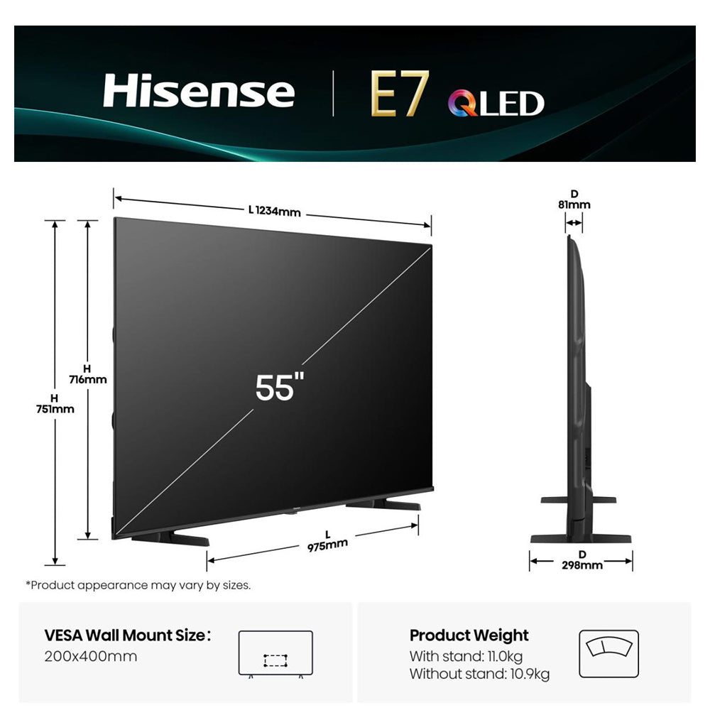 Hisense E7Q 55” QLED 4K Smart AI TV 55E71Q