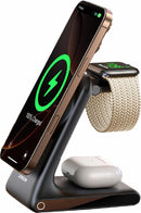 JR-W15 3-in-1 15W Magnetic Wireless Charging Station Black