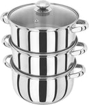22cm 3-Tier Stainless Steel Steamer Set with glass LId