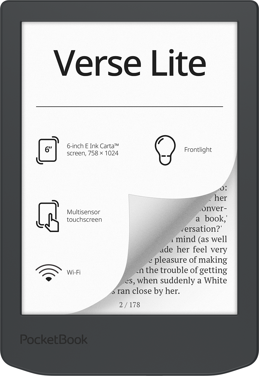 Verse Lite - 6" E Ink Carta E-Reader - Midnight Grey
