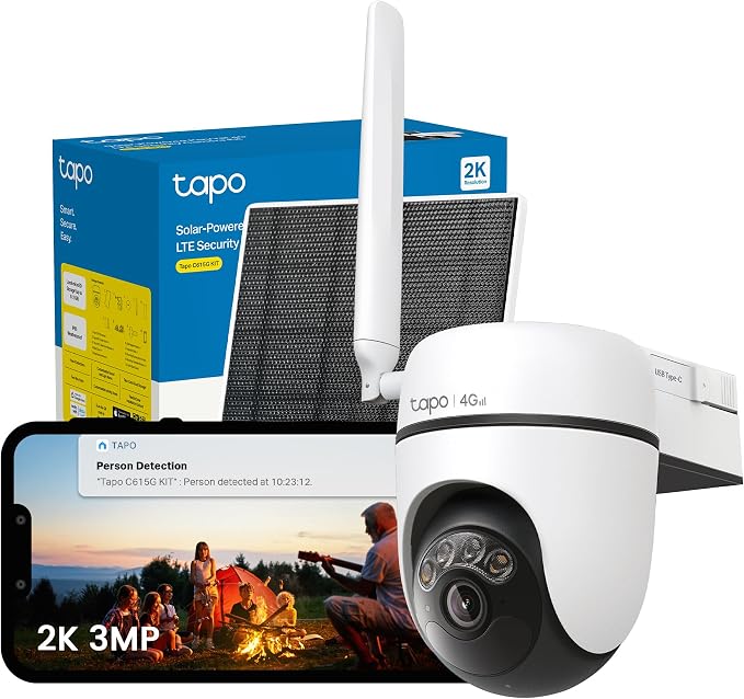 Tapo C615G KIT Solar-Powered 2K 4G LTE Security Camera Kit