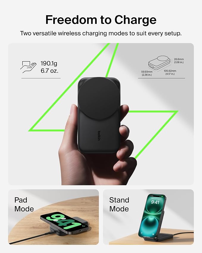 BoostCharge Pro 3-in-1 Magnetic Wireless Charging Stand Black