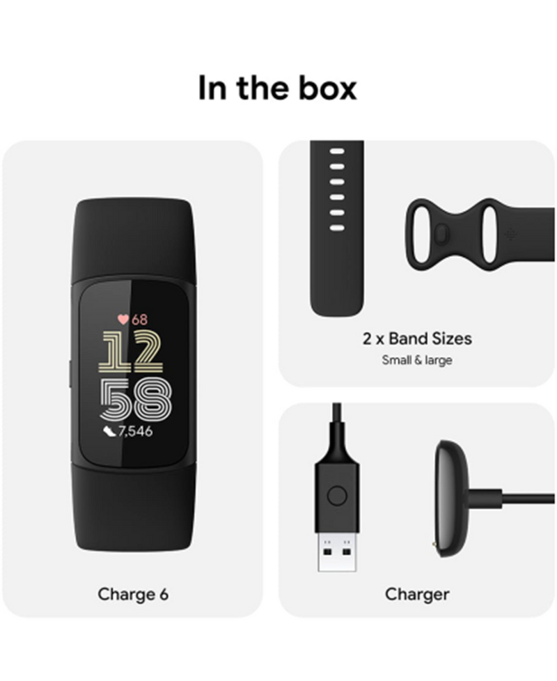 Fitbit Charge 6 Obsidian Band With Aluminium Case | Black Aluminium Redmond Electric Gorey