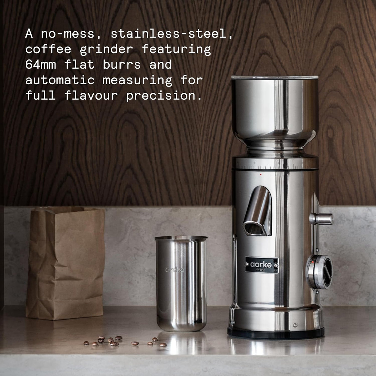 Flat Burr Coffee Grinder | Stainless Steel