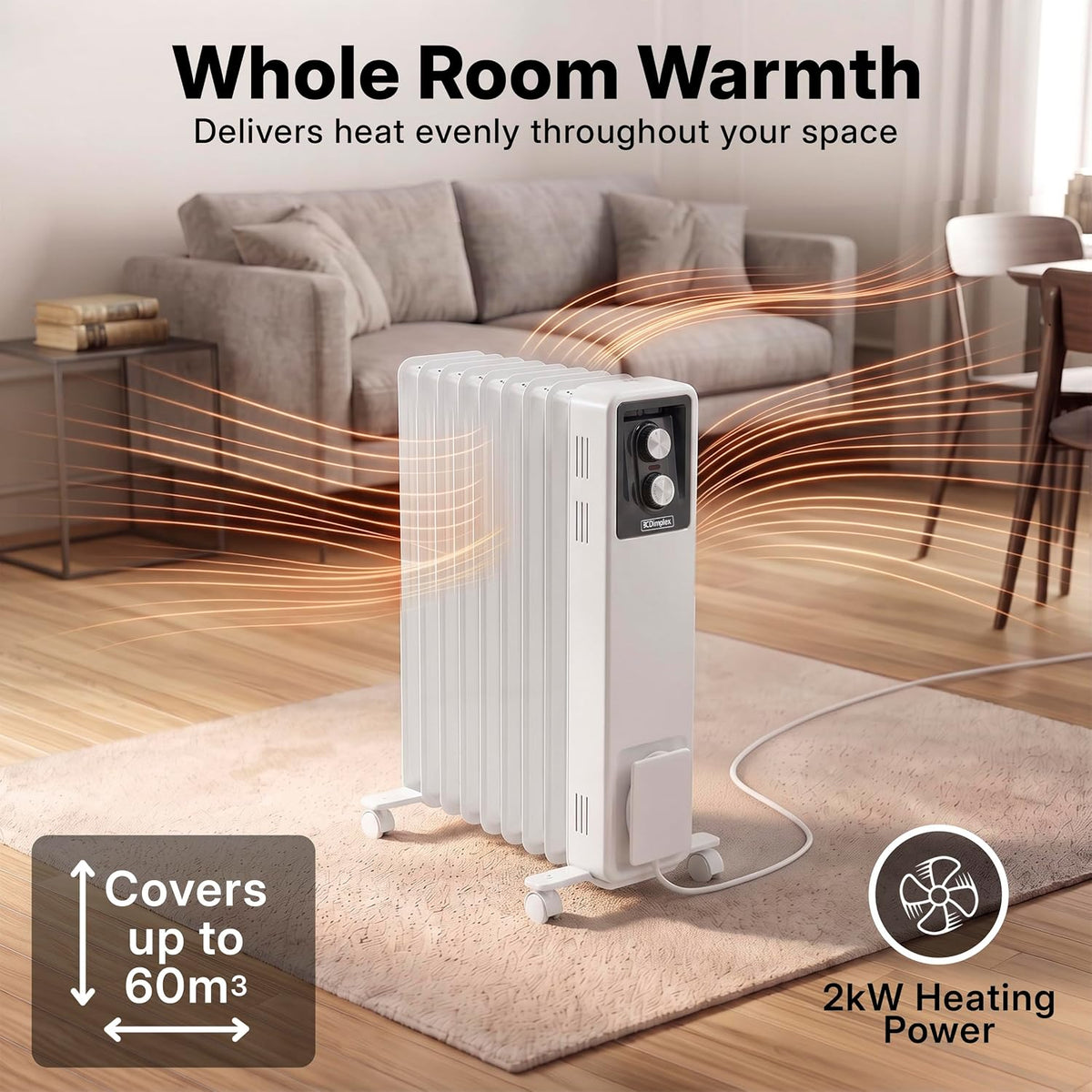 OCR 2000W Oil Filled Column Radiator White | OCR20