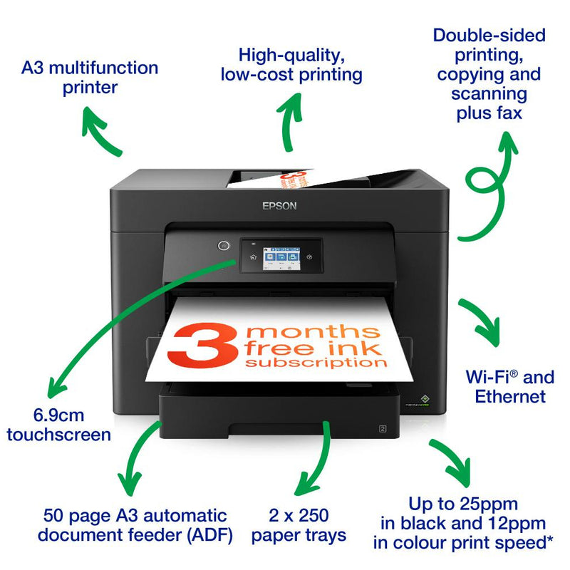 Epson WorkForce WF-7830DTWF Multifunction Inkjet Printer | Black - C11CH68401 Redmond Electric Gorey