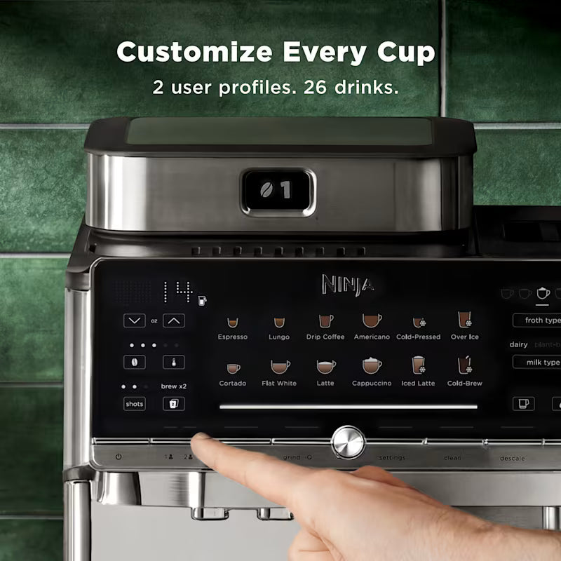Ninja AutoBarista Pro Bean to Cup Coffee Machine, Black & Stainless Steel AE1051UK