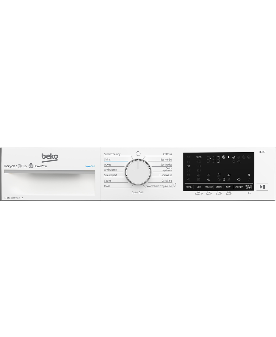 Beko 9kg 1600rpm Washing Machine IronFast RecycledTub® B3W5961IW Redmond Electric Gorey