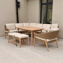 Burford L-Shaped Acorn Rattan Wood Corner Lounge Dining Set + 2 Stools - Left-Handed - HUCBURFORDCL Redmond Electric Gorey