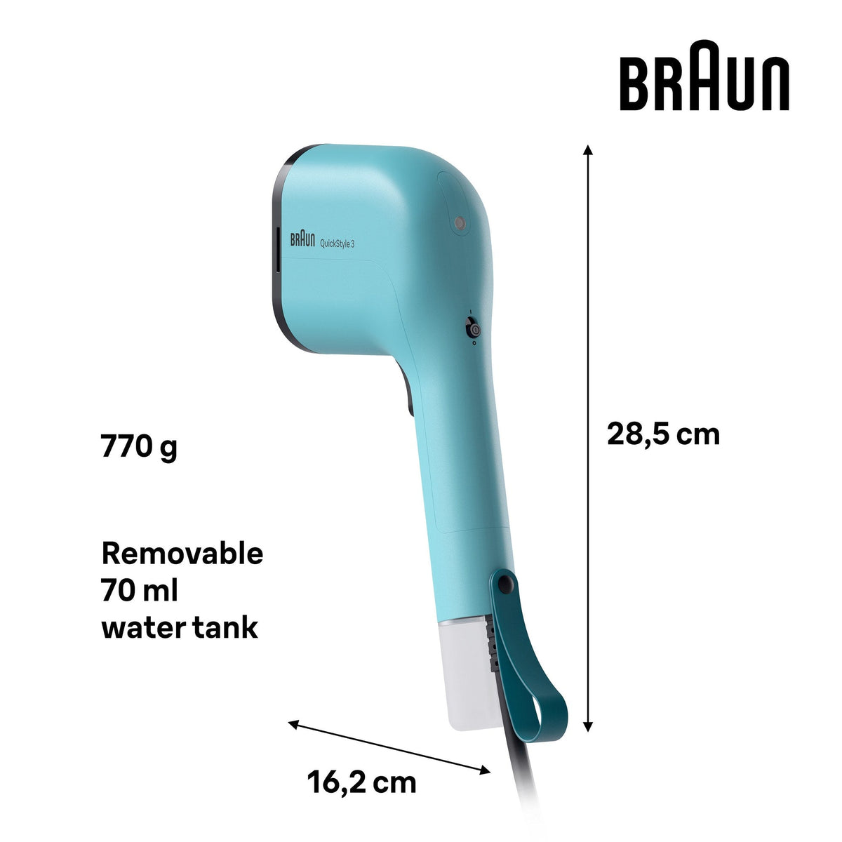 Braun QuickStyle 3 1100W Garment Steamer, Green GS3013GR