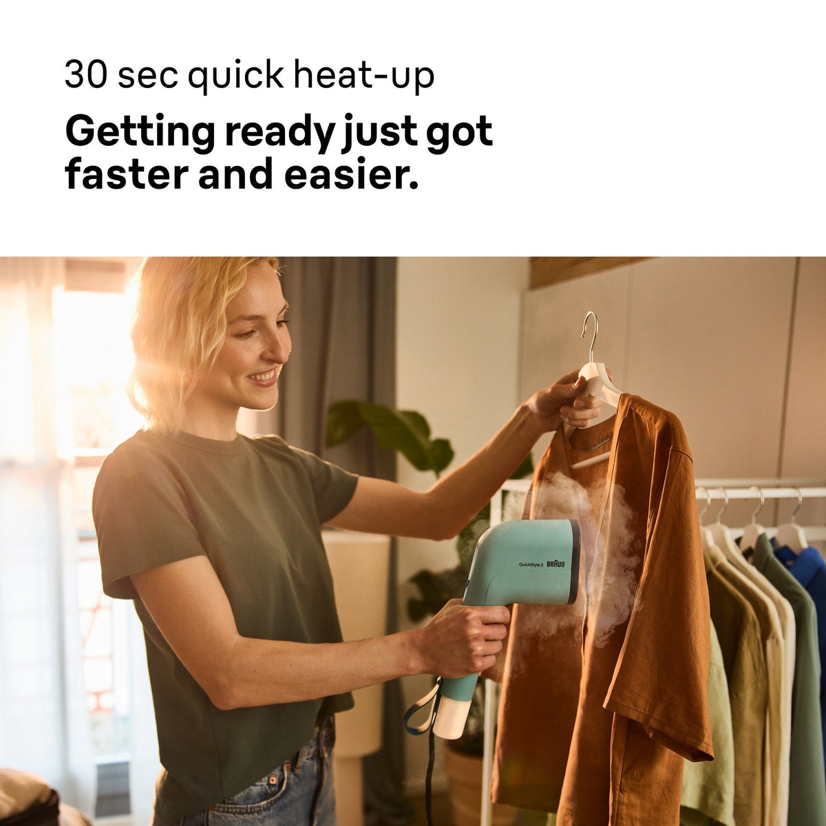 Braun QuickStyle 3 1100W Garment Steamer, Green GS3013GR