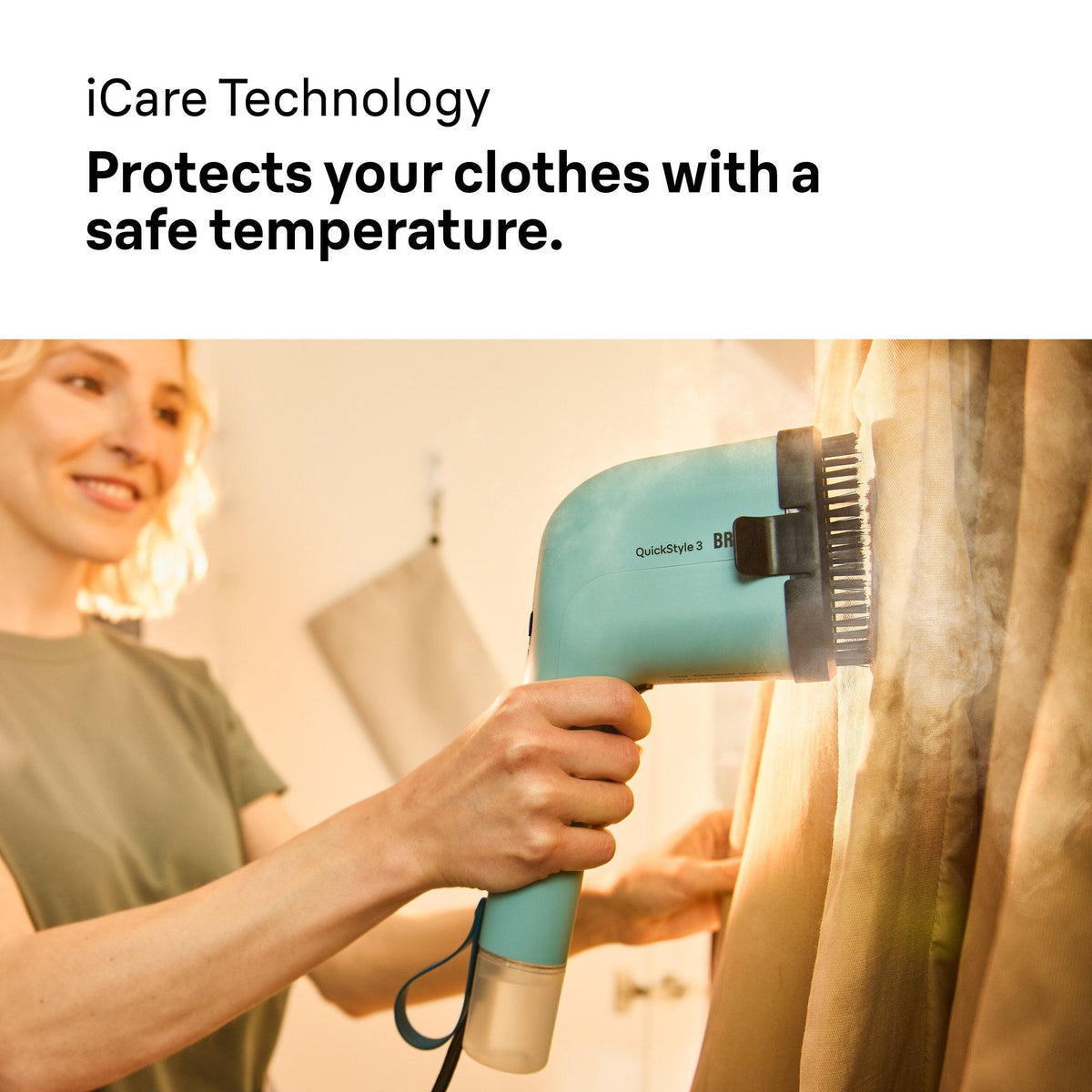 Braun QuickStyle 3 1100W Garment Steamer, Green GS3013GR