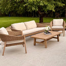 Cairns 2 Seat Rattan Wood Lounging Set in Acorn