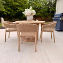 Cairns 4-Piece Rattan & Wood Dining Set with Round Acorn Table