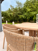 Cairns 6-Piece Rattan & Wood Dining Set with Round Acorn Table - HUCCARNS6D