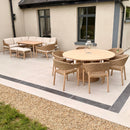 Burford L-Shaped Acorn Rattan Wood Corner Lounge Dining Set + 2 Stools - Left-Handed